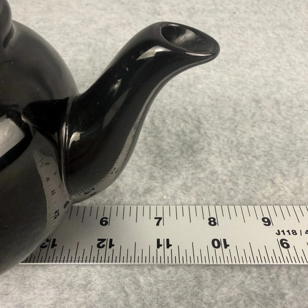 Old Amsterdam Porcelain Works 2 cup Teapot Black Glossy Ceramic Tea Pot Modern